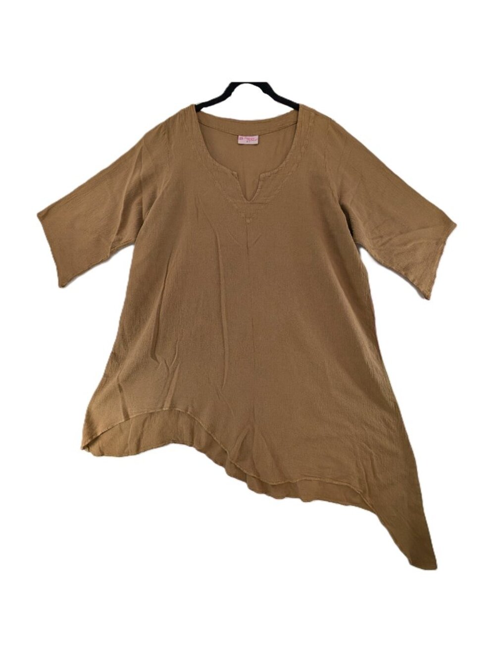 Jennifer McNeill Tunic Top Womens Sz XL Cotton Gauze Pullover Lagenlook Brown